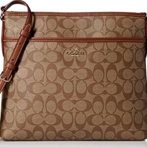 NWT Coach Women's Signature File Messenger Crossbody Bag in Khaki